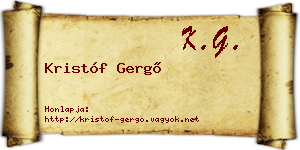 Kristóf Gergő névjegykártya