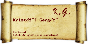 Kristóf Gergő névjegykártya